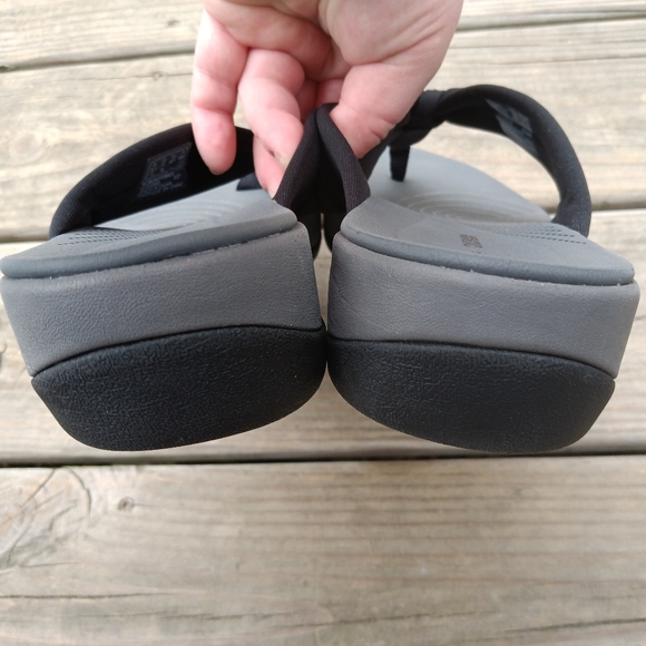 Clarks Cloudsteppers Arla Glison Fabric Wedge Sandal Black Flip Flops Size 11 - Picture 10 of 12